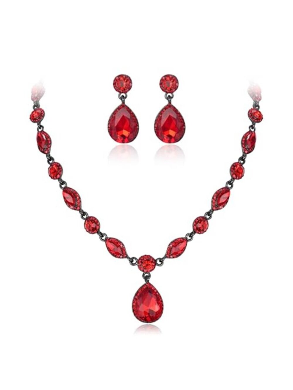 EleQueen Women's Teardrop Necklace Earrings Jewellery Set for Party Prom